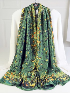 Premium Silk Feeling Spring Print Scarf